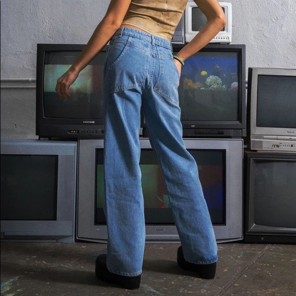 Eckhaus Latta wide leg jeans in true blue